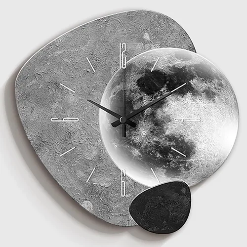 Miniatura 8 de Reloj de pared silencioso creativo, estilo nórdico, de porcelana cristalina, reloj de pared para sala de estar, cocina (marrón, mediano)
