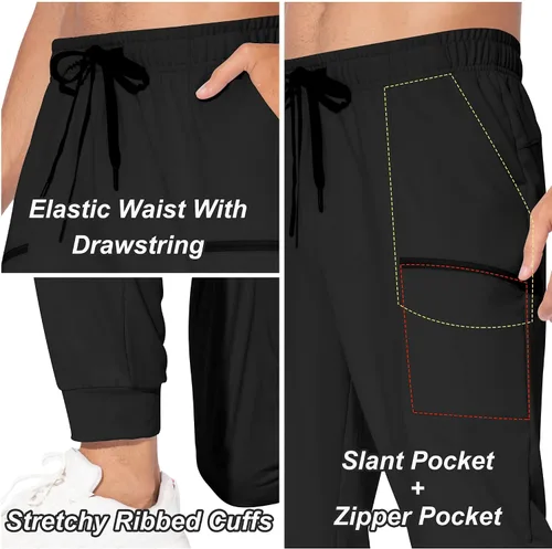 Miniatura 4 de M MAROAUT Pantalones deportivos ligeros para hombre con bolsillos con cremallera pantalones de entrenamiento para correr atletismo casual golf
