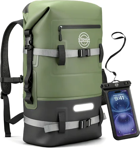 Miniatura 33 de STOVER 5/10/25/30/40/55L Waterproof Dry Bag- Roll-Top Backpack w/Phone Case- Kayaking, Hiking, Camping, Boating- Men/Women 10L morado
