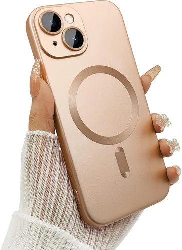 Miniatura 11 de ankofave Funda Magnética para iPhone 14 Plus para Mujeres, Funda Resistente Mate de Lujo Diseño Suave Metálico con Protector de Lente de Cámara
