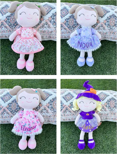 Miniatura 4 de Gloveleya Personalized Curly Doll with Your Name - Cute Custom Pink Soft Plush Doll for Girls Plush Doll Customized Gifts Rizado rosa