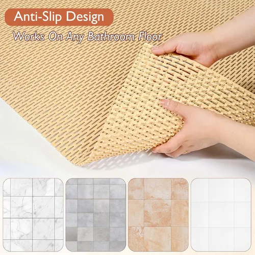 Miniatura 6 de Alfombrilla de ducha extra grande antideslizante, alfombrilla de baño de PVC de secado rápido y para bañera, diseño con agujeros de drenaje