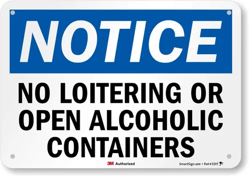 Miniatura 4 de Etiqueta de SmartSign con texto "Notice - No Loitering o Open Alcoholic Containers" 5" x 7" 3M Reflectante Laminado Vinilo
