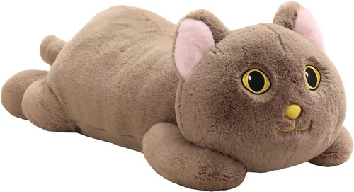 YESGIRL Animales de peluche con peso de gato de 26.4 pulgadas, 5 libras, animal de peluche grande con peso, linda almohada de juguete de peluche,