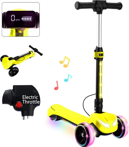 Miniatura 8 de Patinete eléctrico de 24V para niños con motor potente de 150W, acelerador de pulgar, pantalla LCD, Bluetooth, luz en el manillar, plataforma