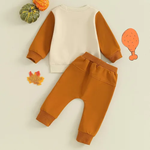 Miniatura 166 de Adobabirl Conjunto de sudadera y pantalones de Halloween para bebé, sudadera y pantalones con parche de calabaza para Halloween, otoño, ropa de bebé