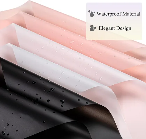 Miniatura 3 de Gloreyan 20 hojas de papel de regalo de flores negras, ramo de floristería para manualidades, ramo de flores frescas, envoltura impermeable, caja