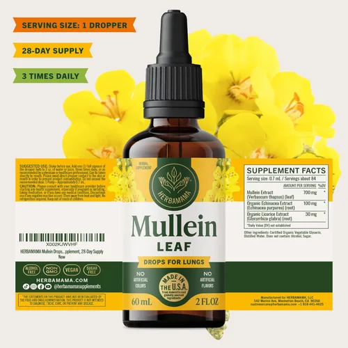 Miniatura 8 de HERBAMAMA Gotas de Gordolobo para los Pulmones - Limpieza Pulmonar Vegana con Extracto de Hoja de Gordolobo, Tintura de Equinácea y Regaliz