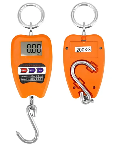 Miniatura 6 de QWORK Báscula de Peso Colgante, Báscula Digital de Grúa de 200kg/440lbs, Báscula para Pesca de Peso de Peces con Carcasa de Aluminio y Pantalla LED
