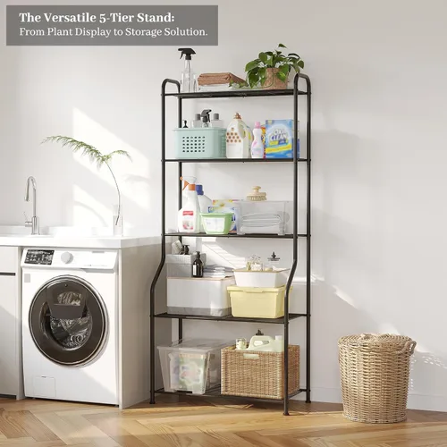 Miniatura 5 de Kitsanery Soporte para plantas de interior y exterior para múltiples plantas, estante de metal resistente de 5 niveles, escalera grande para jardín