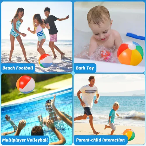 Miniatura 3 de SCIONE Paquete de 12 pelotas de playa inflables de 9 pulgadas para niños, juegos de agua de verano, temática tropical hawaiana, decoraciones