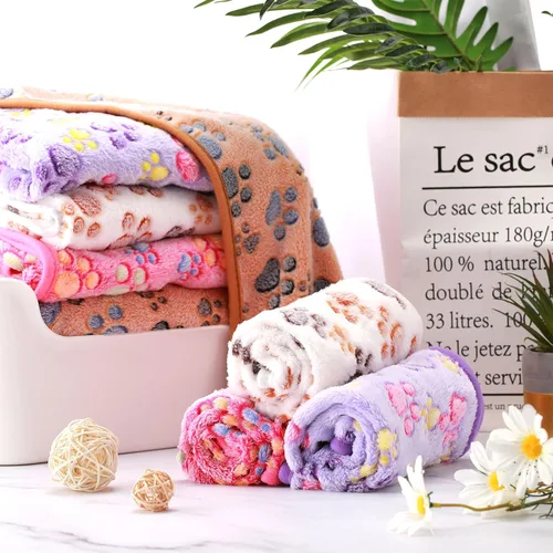 Miniatura 2 de Tatuo Paquete de 4 mantas de forro polar para perros cachorros y gatos, tapete de dormir de varios tamaños para mascotas, conejillos de indias, Beige