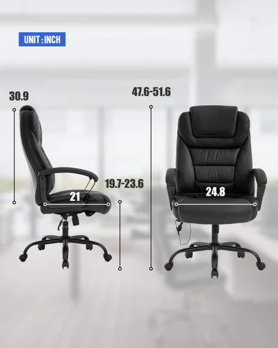 Miniatura 3 de Silla de escritorio ergonómica, ancha, grande y alta de 500 libras con soporte lumbar, reposabrazos y reposacabezas, silla de oficina giratoria