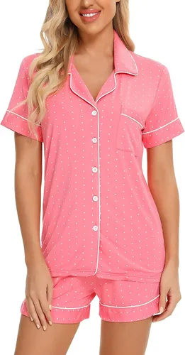 Miniatura 2 de Senert Conjunto de pijama para mujer, de manga corta, suave, con botones, ropa de noche, tallas S-XXL