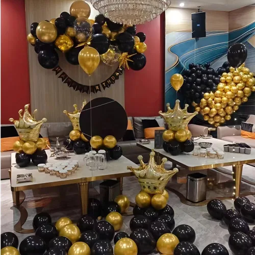 Miniatura 4 de 200 globos negros y dorados de 5 pulgadas, cromados, metálicos, dorados, negros, de látex, gruesos, pequeños para bodas, cumpleaños, graduaciones