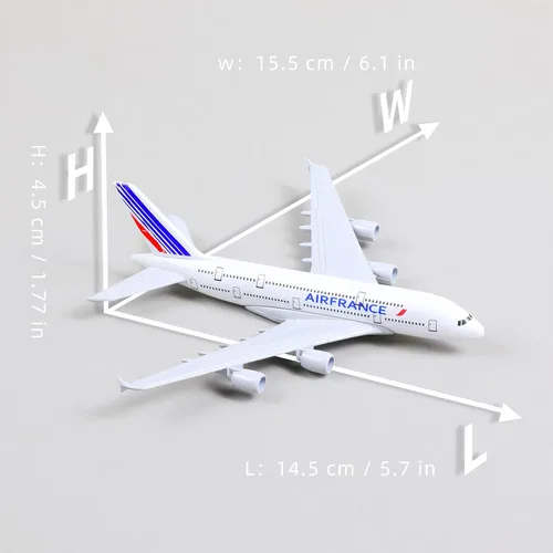 Miniatura 2 de 1/400 Francia A380 Modelo Avión Modelo Metal Diecast Kit de modelo de avión para Airbus A380 (5.5 pulgadas L) con soporte de avión de exhibición E.