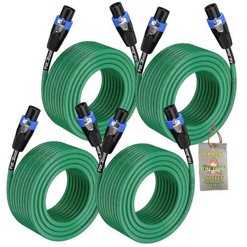 Miniatura 10 de Fat Toad Cable Speakon a Speakon de 50 pies (Serie Twist-LockPRO) – Cable verde de 12 AWG con conector para equipo de estudio, DJ y escenario