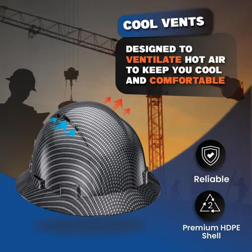Miniatura 6 de Casco de ala completa actualizado, ventilado, acolchado, aprobado por la OSHA Tipo 1 Clase C para trabajos de construcción, cascos de construcción
