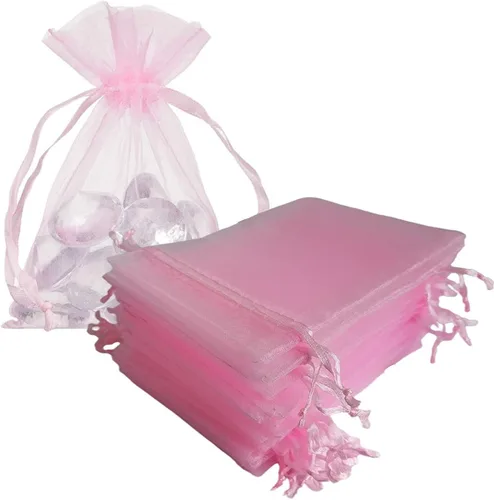 Miniatura 39 de 100 bolsas de organza con cordón de regalo para joyas, galletas, malla de tela transparente de 5 x 7 pulgadas, bolsa reciclable duradera para baby