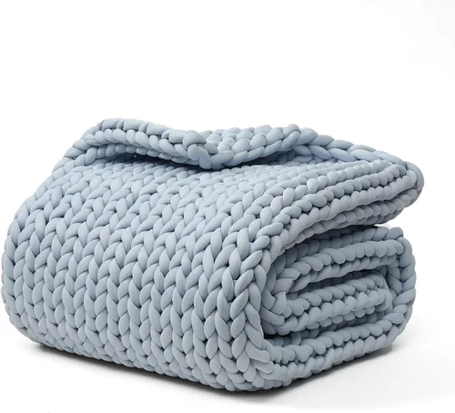 Miniatura 28 de YnM Manta Gruesa de Lana, Tejida a Mano con Hilo de Chenilla, Amigable para la Piel, Ventilada y Transpirable, Lavable a Máquina, Pieza