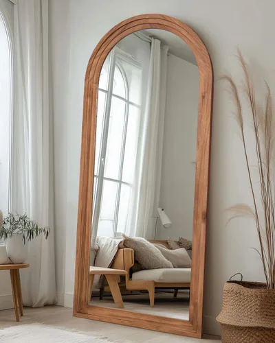 Espejo de longitud completa, espejo de madera de 71 x 32 pulgadas, espejo de piso de madera con soporte, espejos de pie de gran tamaño, espejos de
