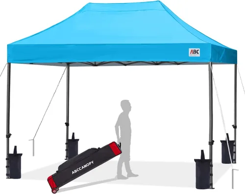 Miniatura 62 de Abccanopy - Carpa de toldo para tienda de campaña comercial instantánea con bolsa de transporte con ruedas, 4 bolsas de arena, Blanco