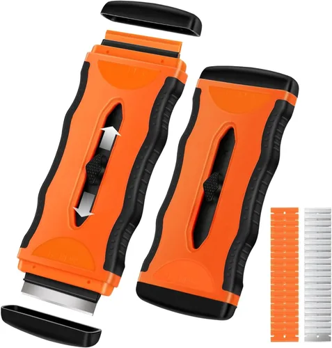Miniatura 8 de Raspador de hoja de afeitar, 1 paquete de raspador de vidrio retráctil de plástico con 20 cuchillas de afeitar adicionales, removedor de calcomanías