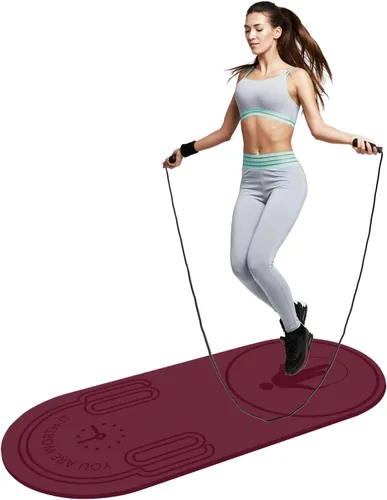 Miniatura 11 de Tapete de cuerda de saltar de 8/20/1.181 in, tapete de ejercicio duradero, antideslizante, tapete de entrenamiento con cuerda de saltar y bolsa