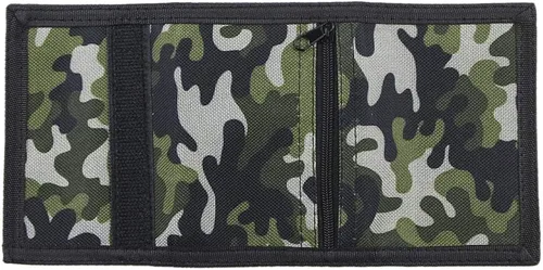 Miniatura 2 de Cartera de lona triple RFID para deportes al aire libre para hombres lindo monedero con cremallera y bolsillo frontal para niños color camuflaje