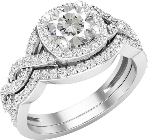 Dazzlingrock Collection Juego de anillos de boda redondos de 0.228 in creados en laboratorio y diamantes blancos naturales para mujer, estilo