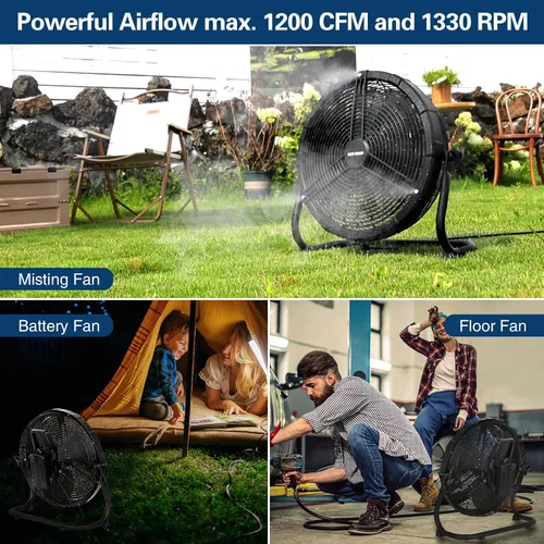 Miniatura 8 de BILT HARD Ventilador de nebulización portátil para exteriores de 12 pulgadas, ventilador de nebulización con batería desmontable de 15600 mAh