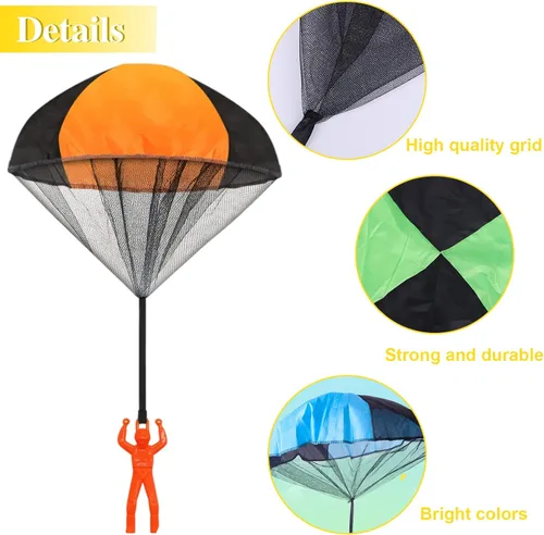 Miniatura 4 de Juuxncgv Paquete de 10 juguetes de paracaídas, paracaídas de juguete sin enredos, juguetes voladores para niños, regalos (5 colores)
