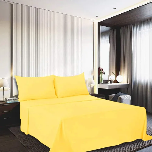 Miniatura 2 de Best Season Juego de sábanas de algodón tamaño individual (color amarillo) 3 piezas, juego de sábanas 100% algodón con funda de almohada sobre