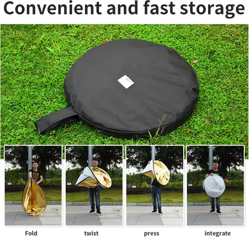 Miniatura 7 de Godox, reflector de luz plegable para fotografía de 60x90 cm, 5 en 1, disco ovalado múltiple difusor con bolsa de transporte - oro, plata, negro