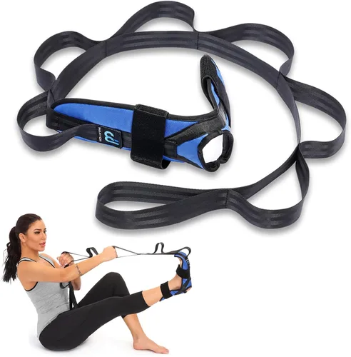 Estirador de pie y pantorrilla para fascitis plantar, tendinitis de Aquiles, espolones de talón, pie caído. Correa de estiramiento de yoga para Azul