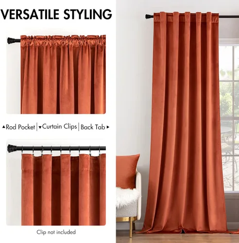 Miniatura 2 de MIULEE Cortinas de terciopelo de 84 pulgadas de largo, juego de 2 paneles para dormitorio, con pestaña trasera plisada, de lujo, aislamiento