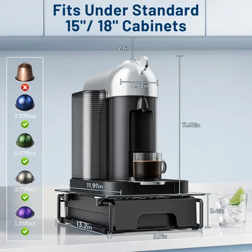 Miniatura 2 de EVERIE Organizador de Cajón de Cristal Templado Compatible con Cápsulas Nespresso Vertuo, Compatible con 21 Cápsulas Vertuoline Grandes o 30