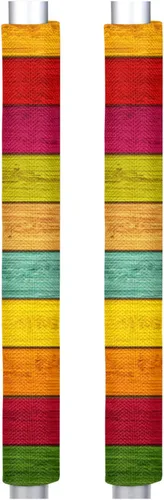 Miniatura 48 de Pardick Juego de 2 cubiertas para manija de puerta de refrigerador, diseño de hoja de limón amarillo lavable, protector decorativo para manija