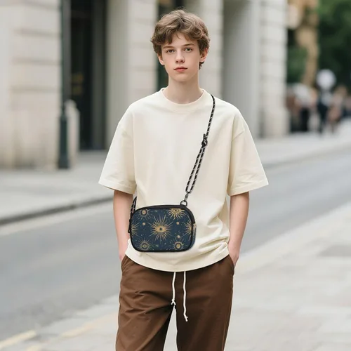 Miniatura 6 de Vintage Moon Sun Retro Crossbody Cámara Bolsa Hombre Comodidad Con Ranuras para Tarjetas de Crédito Casual Teléfono Pecho Bolsa Tiene una Comida