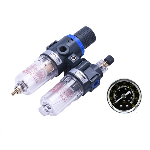 Miniatura 3 de 1/4 "Compresor Filtro de aire Regulador de presión de aire Filtro de trampa separador de agua y aceite con taza lubricante para sistema de Filtro