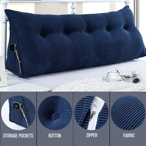 Miniatura 2 de WOWMAX - Almohada triangular para lectura; almohada grande para cabecera y respaldo; almohada en forma de cuña para soporte y posicionamiento
