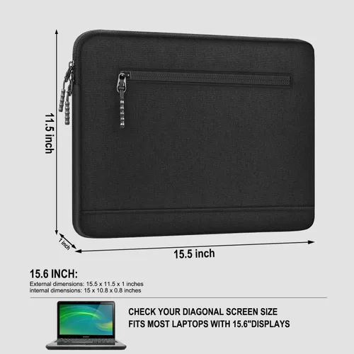 Miniatura 3 de Funda para laptop de 15.6 pulgadas, a prueba de golpes, funda protectora para computadora con bolsillo frontal, resistente al agua, duradera, bolsa