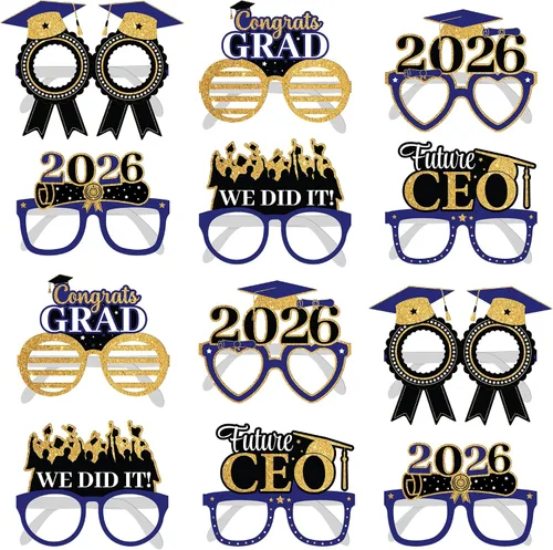Miniatura 11 de KatchOn Gafas de graduación 2025 negras y doradas – Juego de 20 Accesorios para cabina de fotos Decoraciones de clase de 2025 Recuerdos