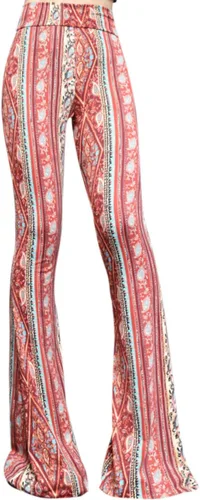 Miniatura 129 de ShopMyTrend - Pantalones de yoga largos con piernas anchas y acampanadas estilo palazzo, con cintura alta, para mujer