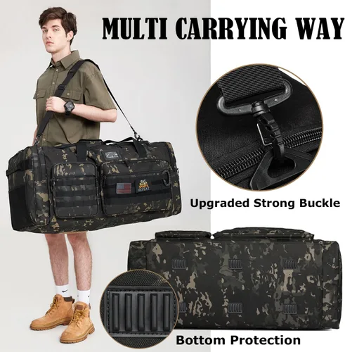 Miniatura 5 de Bolsa de lona extra grande de 130L para hombres, bolsa de lona resistente para viajes, bolsa grande de equipo de gimnasio deportivo para hockey