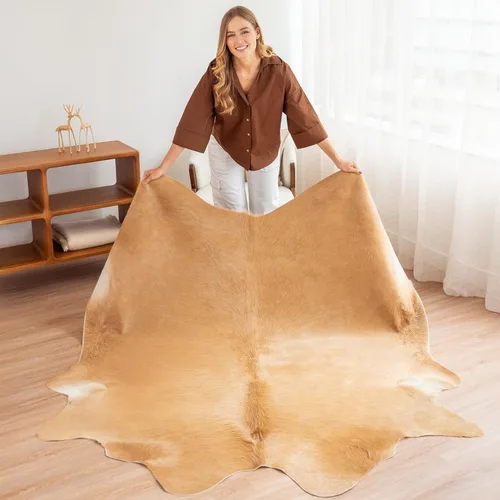 ecowhides Palomino - Alfombra brasileña de piel de vacuno, piel de vaca para el hogar, sala de estar (XXL) 8 x 7 pies