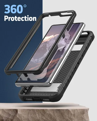 Miniatura 3 de ENCASED Funda con función atril diseñada para Google Pixel 7 [Ultra Protectiva] Funda de cuerpo completo con soporte de metal, color negro
