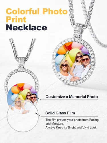 Miniatura 4 de U7 Collar de fotos personalizado para hombres y mujeres, joyería personalizada con dije de cualquier imagen, cuerda de acero inoxidable, espiga