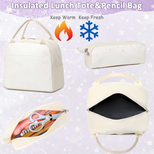 Miniatura 109 de Juego de mochila para niñas y adolescentes, mochila escolar para niños con bolsa para el almuerzo, estuche para lápices, mochilas escolares
