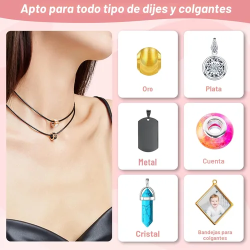 Miniatura 5 de Paxcoo 50 cordones de algodón encerado negro, cuerda de collar de 24 pulgadas con cierre, a granel para dijes, colgantes, pulseras, suministros